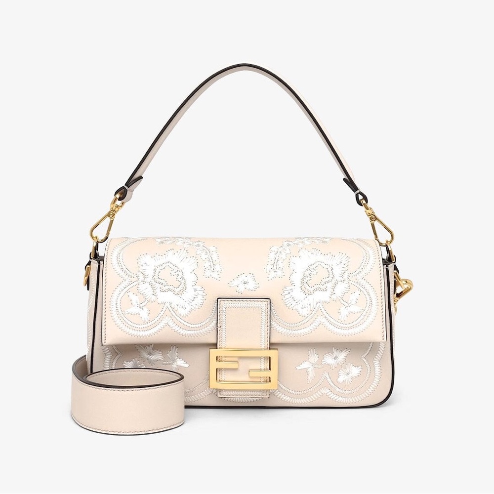 RARE Fendi Baguette - White Leather Embroidery